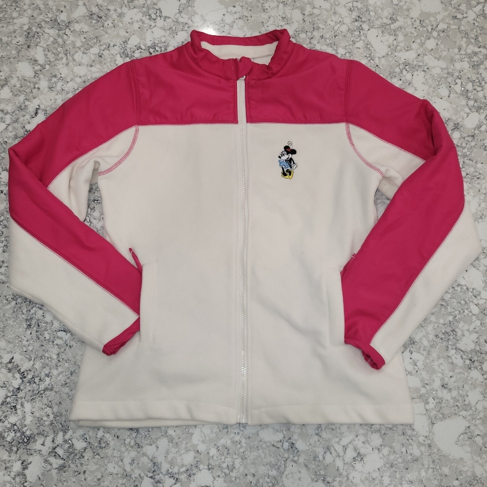 Disney Minnie Mouse Full Zip Fleece Pink  White Small/Medium